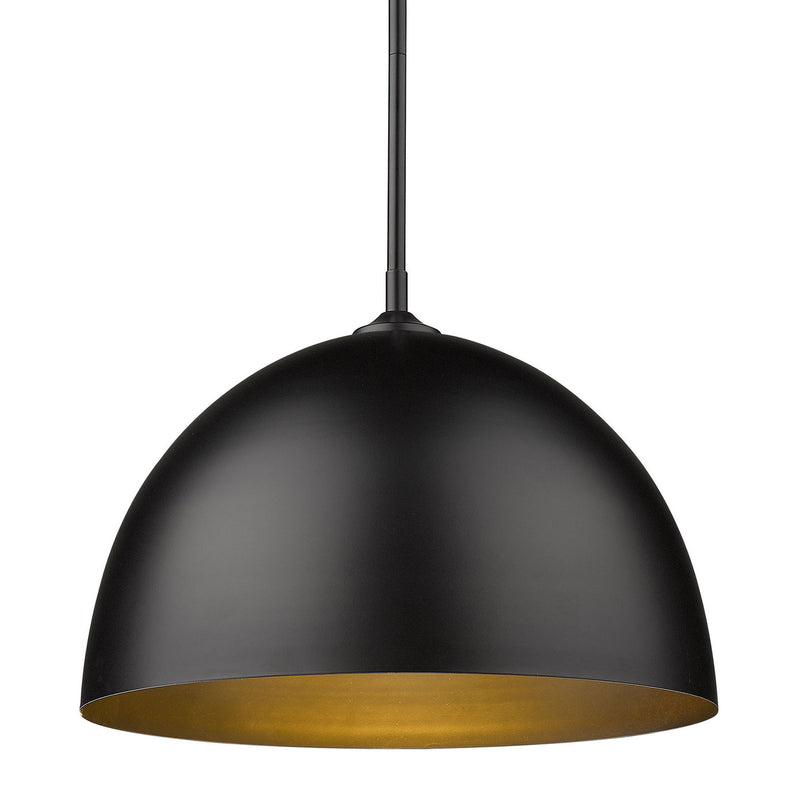 Golden 6956-L BLK-BLK One Light Pendant, Matte Black