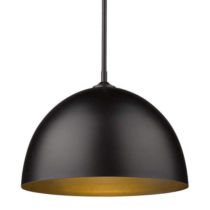 Golden 6956-L BLK-BLK One Light Pendant, Matte Black