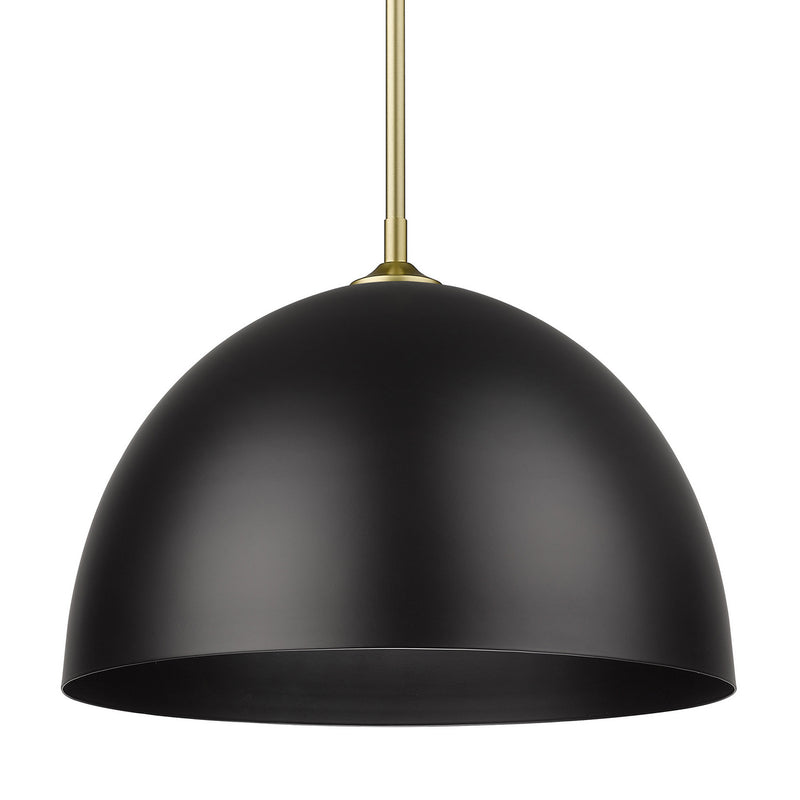 Golden 6956-L OG-BLK One Light Pendant, Olympic Gold