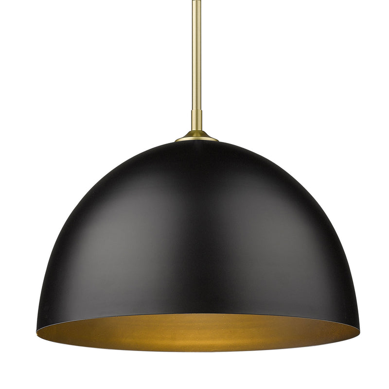 Golden 6956-L OG-BLK One Light Pendant, Olympic Gold