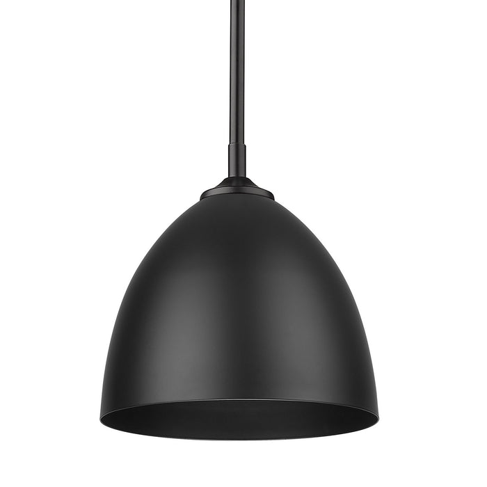 Golden 6956-S BLK-BLK One Light Pendant, Matte Black