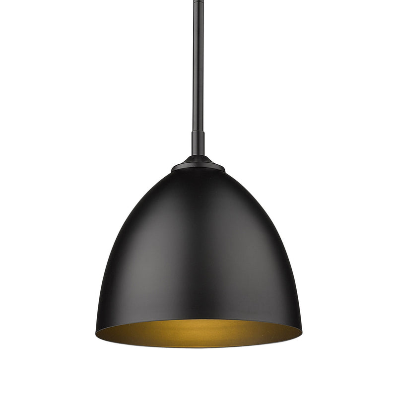 Golden 6956-S BLK-BLK One Light Pendant, Matte Black
