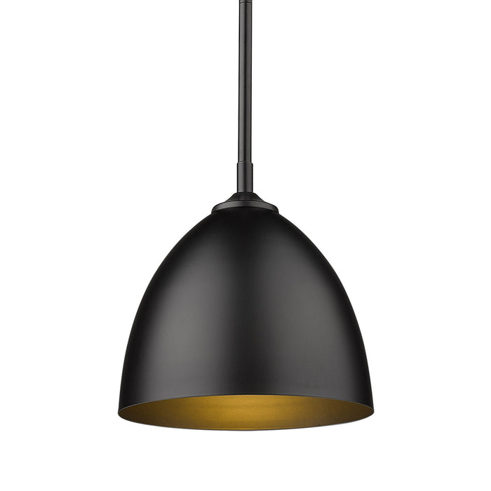 Golden 6956-S BLK-BLK One Light Pendant, Matte Black