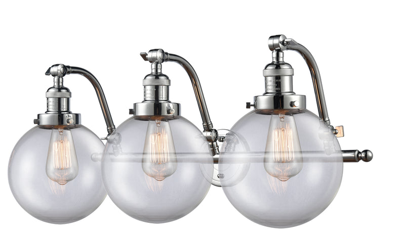 Innovations 515-3W-PC-G202-8 Three Light Bath Vanity, Polished Chrome