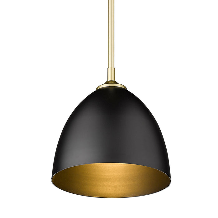 Golden 6956-S OG-BLK One Light Pendant, Olympic Gold