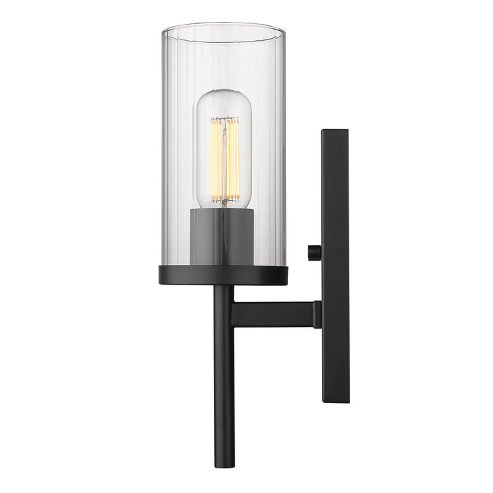 Golden 7011-1W BLK-CLR One Light Wall Sconce, Matte Black