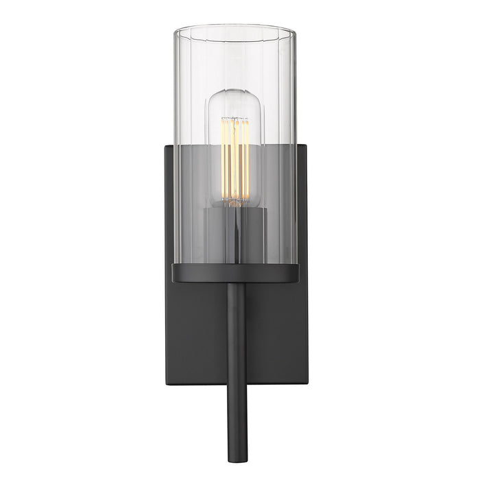 Golden 7011-1W BLK-CLR One Light Wall Sconce, Matte Black