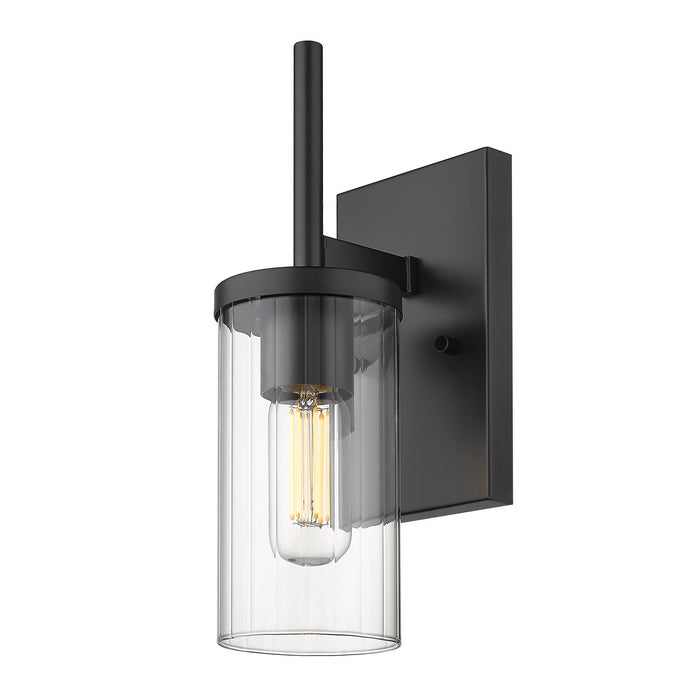Golden 7011-1W BLK-CLR One Light Wall Sconce, Matte Black