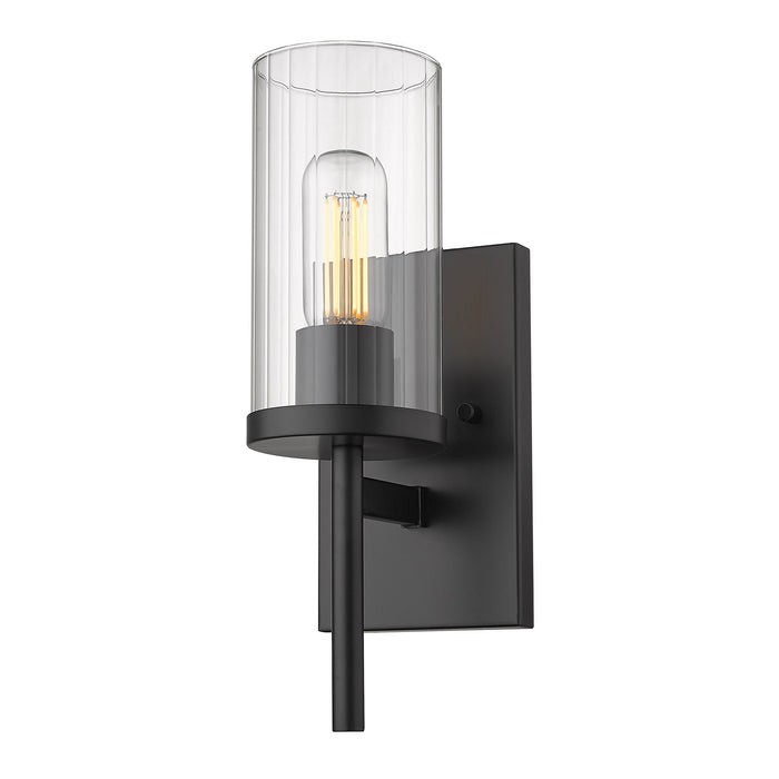 Golden 7011-1W BLK-CLR One Light Wall Sconce, Matte Black