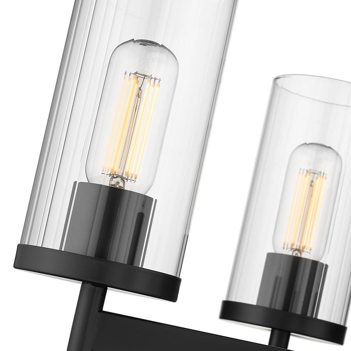 Golden 7011-3 BLK-CLR Three Light Chandelier, Matte Black