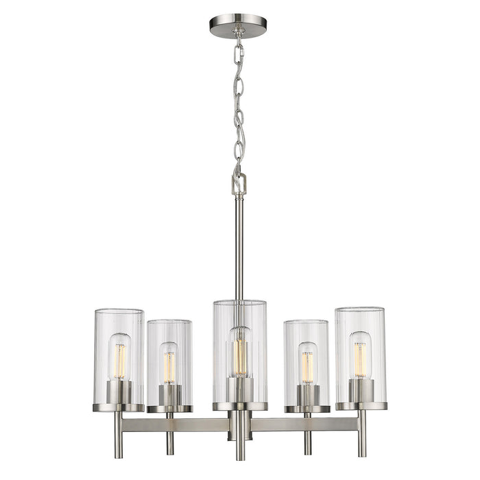 Golden 7011-5 PW-CLR Five Light Chandelier, Pewter