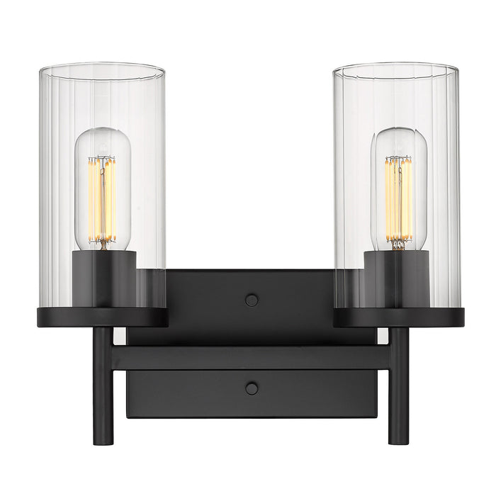 Golden 7011-BA2 BLK-CLR Two Light Bath Vanity, Matte Black