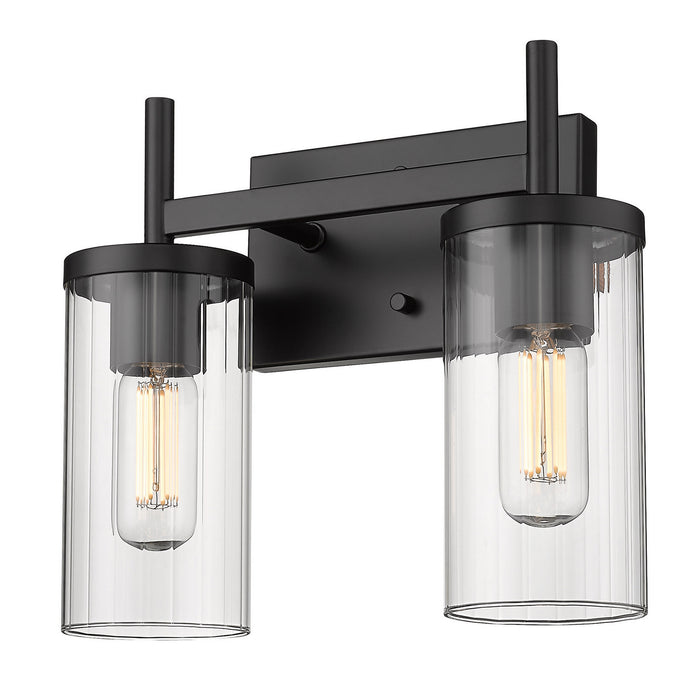 Golden 7011-BA2 BLK-CLR Two Light Bath Vanity, Matte Black
