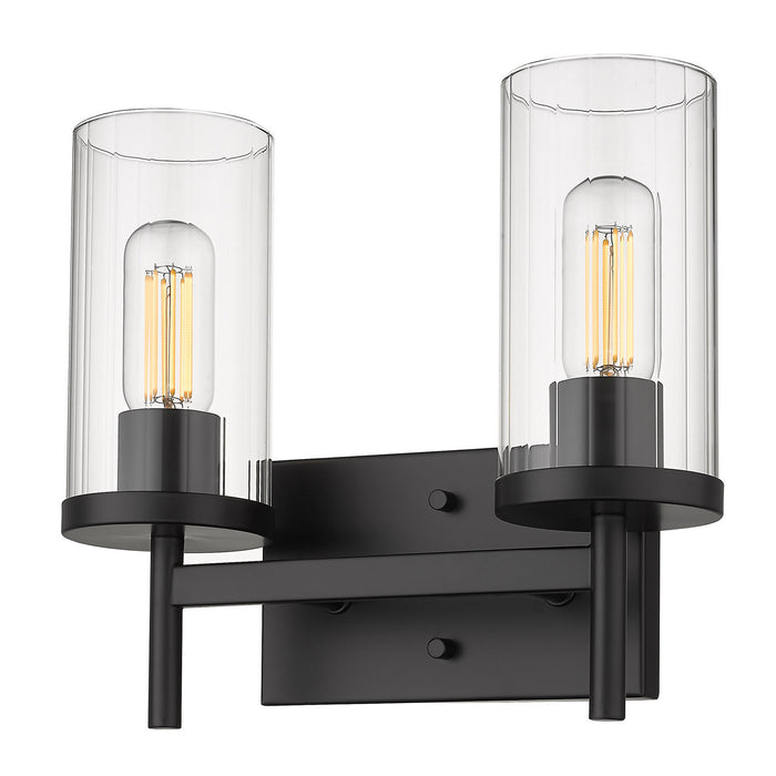 Golden 7011-BA2 BLK-CLR Two Light Bath Vanity, Matte Black