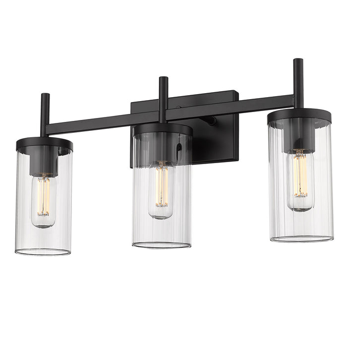 Golden 7011-BA3 BLK-CLR Three Light Bath Vanity, Matte Black