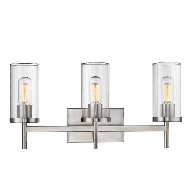 Golden 7011-BA3 PW-CLR Three Light Bath Vanity, Pewter