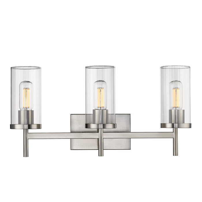 Golden 7011-BA3 PW-CLR Three Light Bath Vanity, Pewter