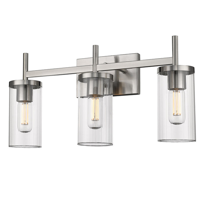 Golden 7011-BA3 PW-CLR Three Light Bath Vanity, Pewter