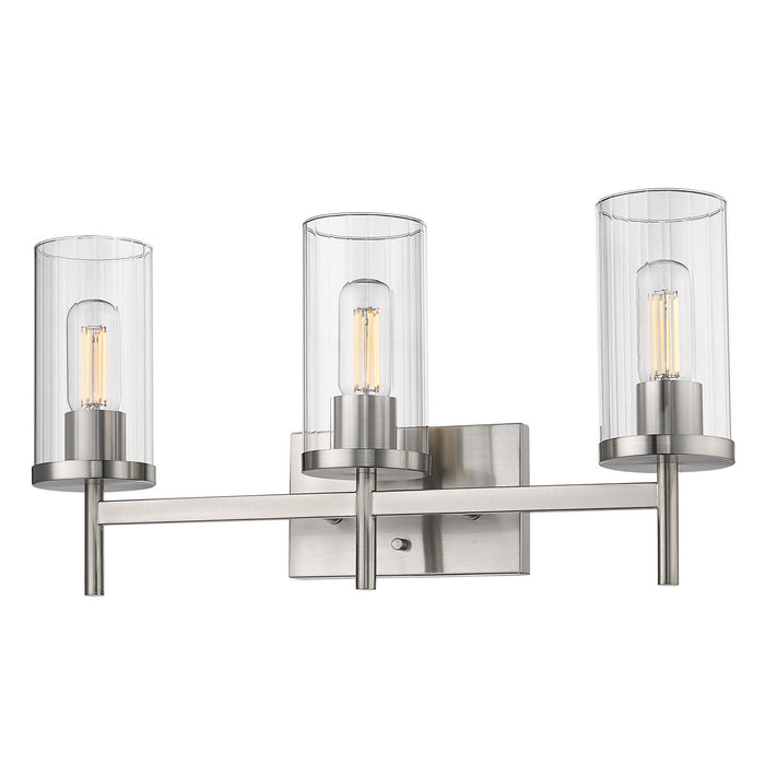 Golden 7011-BA3 PW-CLR Three Light Bath Vanity, Pewter