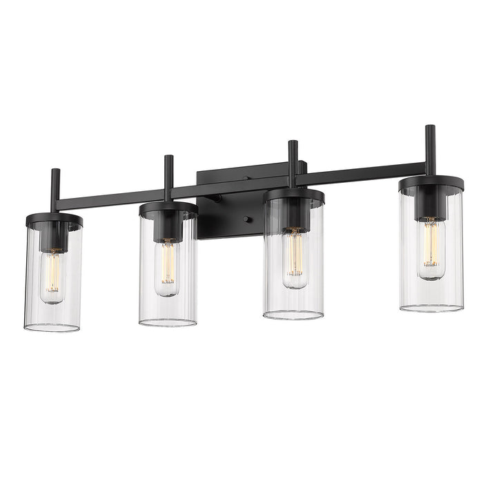 Golden 7011-BA4 BLK-CLR Four Light Bath Vanity, Matte Black