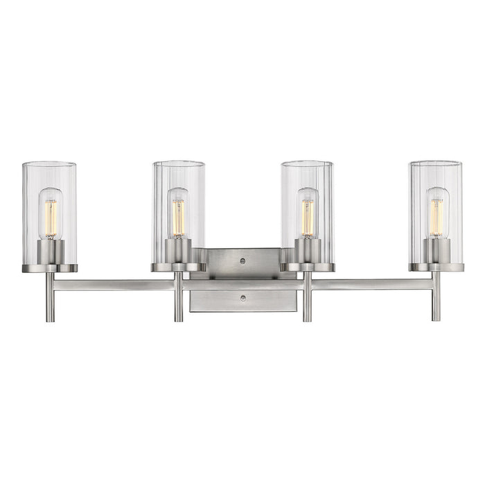 Golden 7011-BA4 PW-CLR Four Light Bath Vanity, Pewter