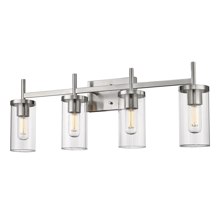 Golden 7011-BA4 PW-CLR Four Light Bath Vanity, Pewter