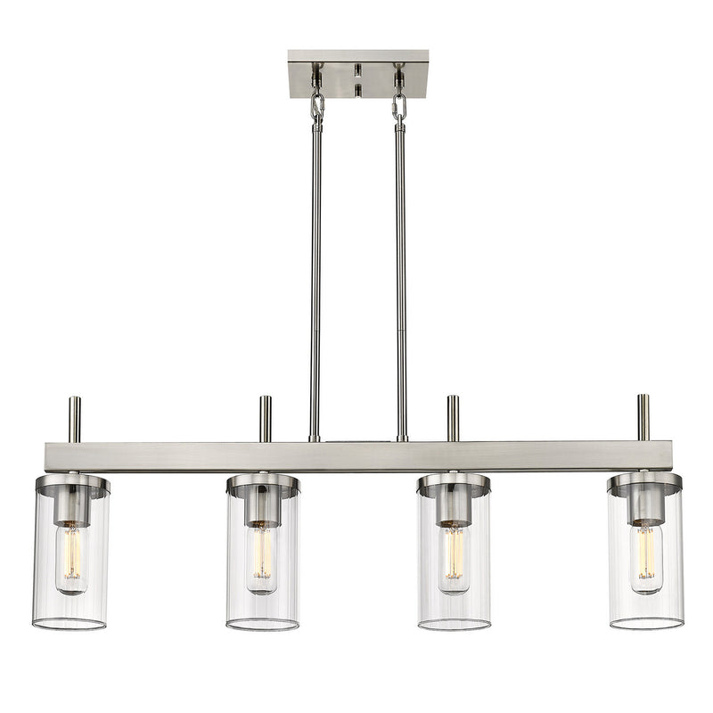 Golden 7011-LP PW-CLR Four Light Linear Pendant, Pewter