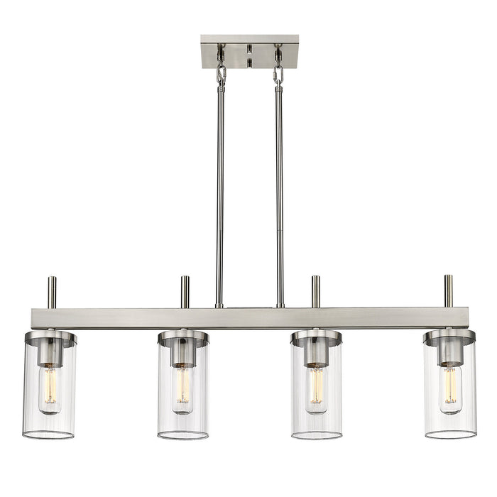 Golden 7011-LP PW-CLR Four Light Linear Pendant, Pewter