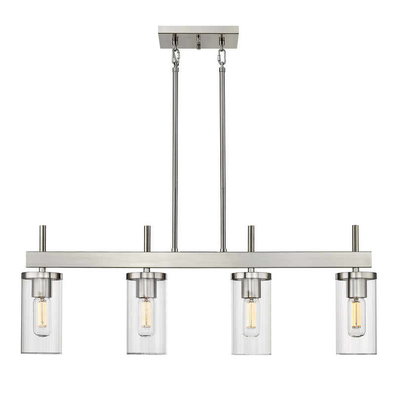 Golden 7011-LP PW-CLR Four Light Linear Pendant, Pewter