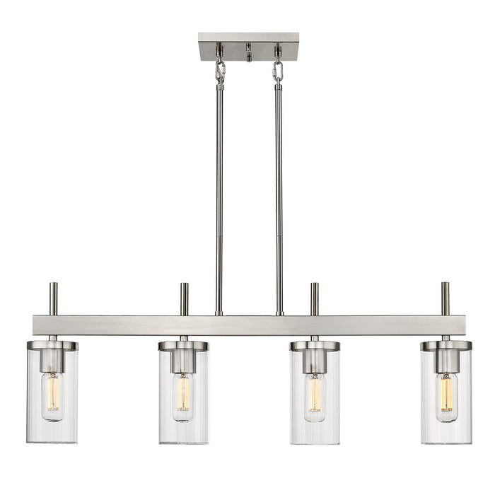Golden 7011-LP PW-CLR Four Light Linear Pendant, Pewter
