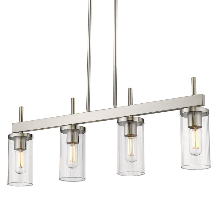Golden 7011-LP PW-CLR Four Light Linear Pendant, Pewter