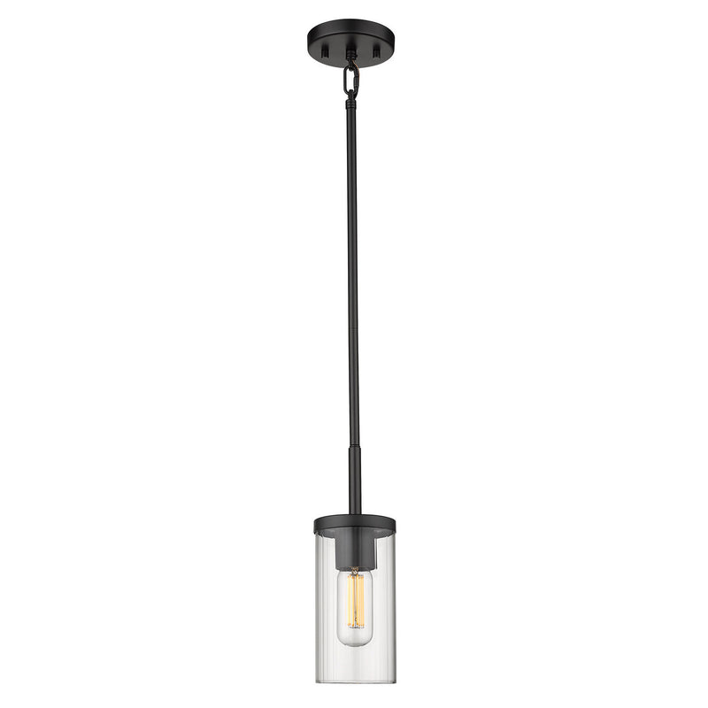 Golden 7011-M1L BLK-CLR One Light Mini Pendant, Matte Black