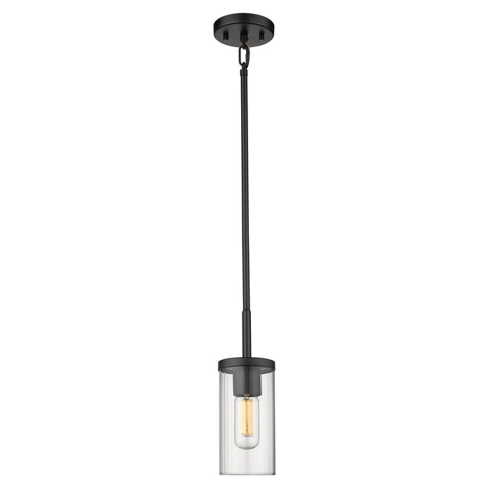 Golden 7011-M1L BLK-CLR One Light Mini Pendant, Matte Black