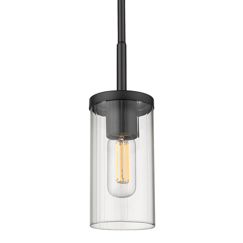 Golden 7011-M1L BLK-CLR One Light Mini Pendant, Matte Black