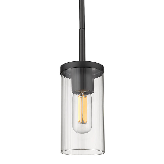 Golden 7011-M1L BLK-CLR One Light Mini Pendant, Matte Black