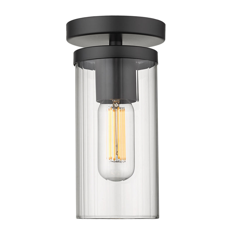 Golden 7011-SF BLK-CLR One Light Semi-Flush Mount, Matte Black