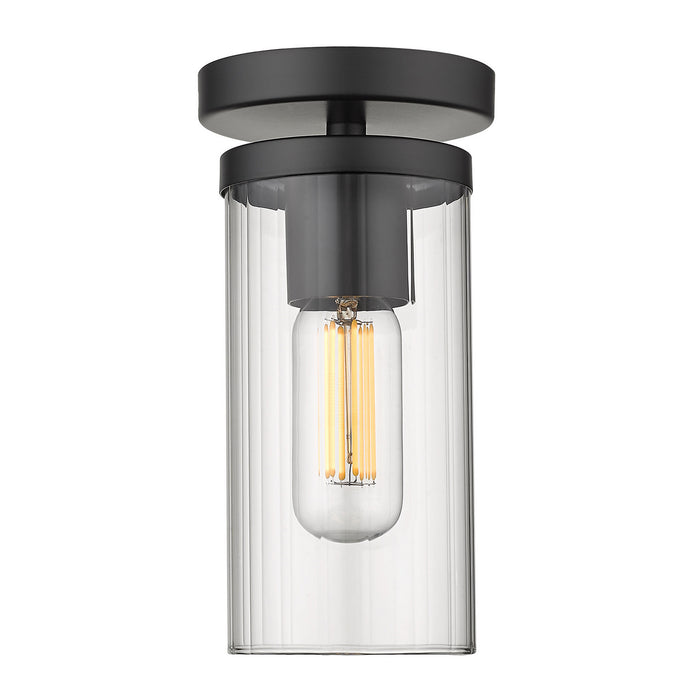 Golden 7011-SF BLK-CLR One Light Semi-Flush Mount, Matte Black