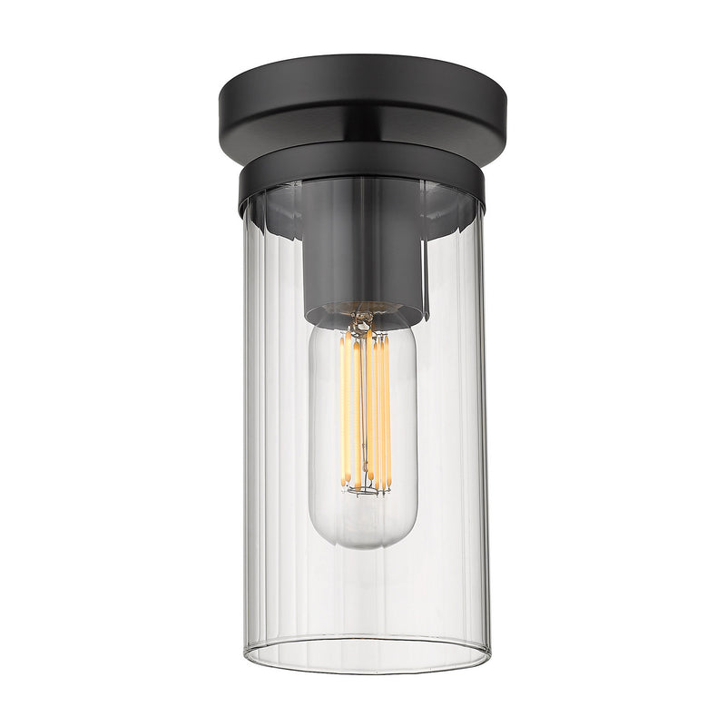 Golden 7011-SF BLK-CLR One Light Semi-Flush Mount, Matte Black