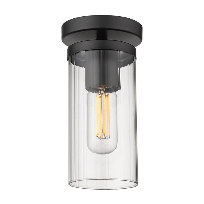 Golden 7011-SF BLK-CLR One Light Semi-Flush Mount, Matte Black