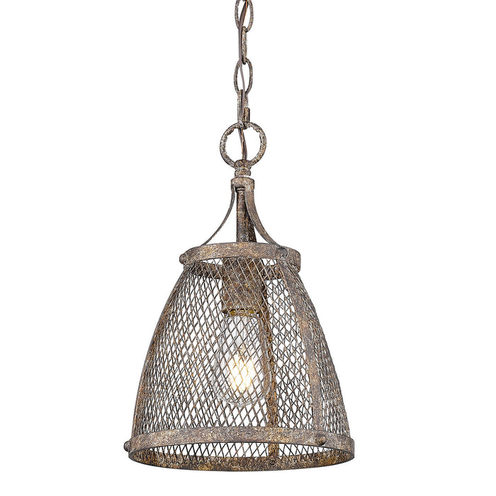 Golden 7019-M1L PR One Light Mini Pendant, Pebbled Rust