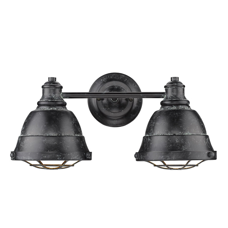 Golden 7312-BA2 BP Two Light Bath Vanity, Black Patina