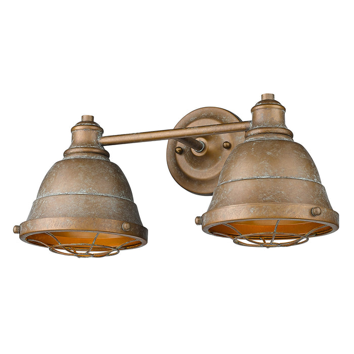 Golden 7312-BA2 CP Two Light Bath Vanity, Copper Patina