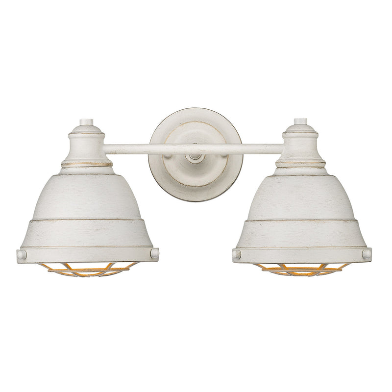 Golden 7312-BA2 FW Two Light Bath Vanity, French White