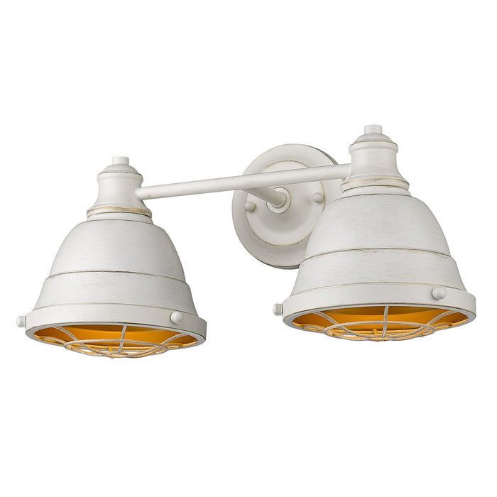 Golden 7312-BA2 FW Two Light Bath Vanity, French White