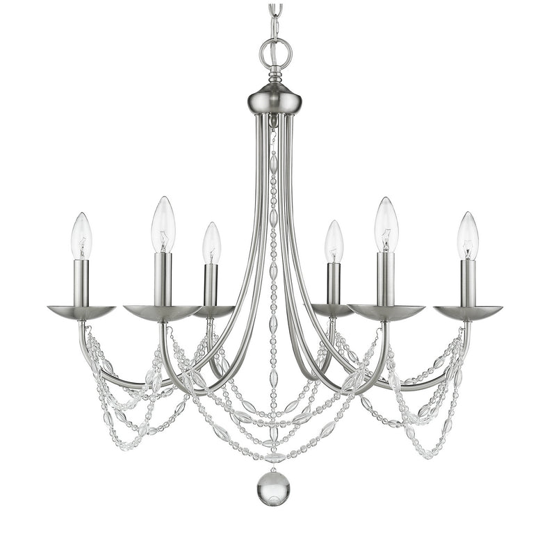 Golden 7644-6 PW Six Light Chandelier, Pewter