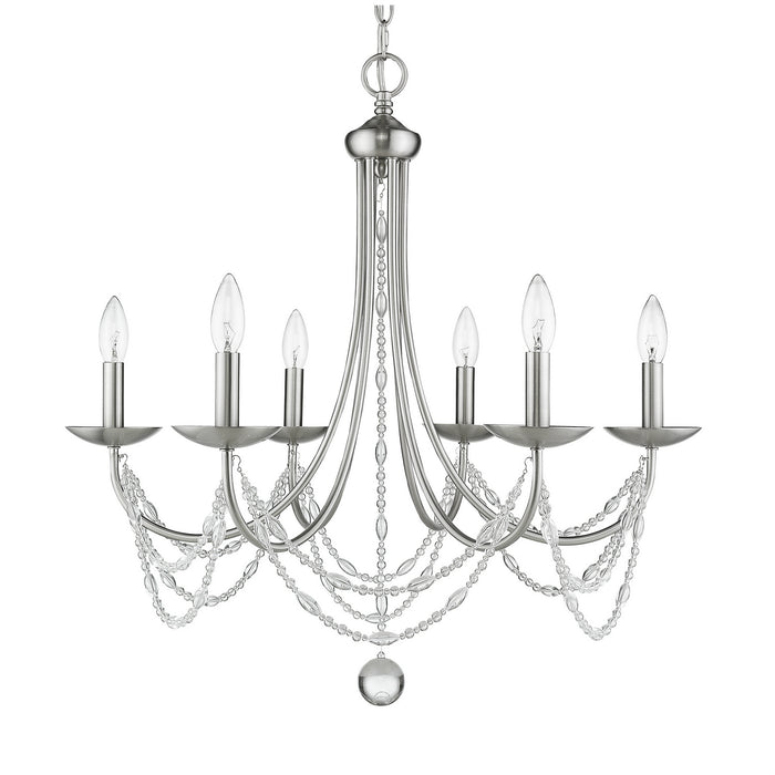 Golden 7644-6 PW Six Light Chandelier, Pewter
