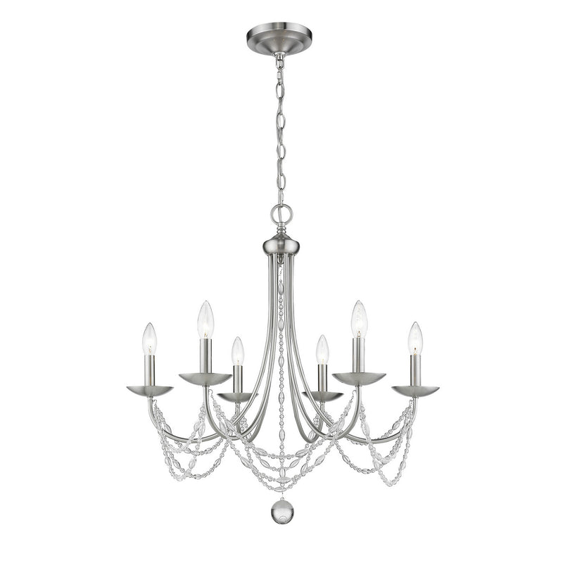 Golden 7644-6 PW Six Light Chandelier, Pewter