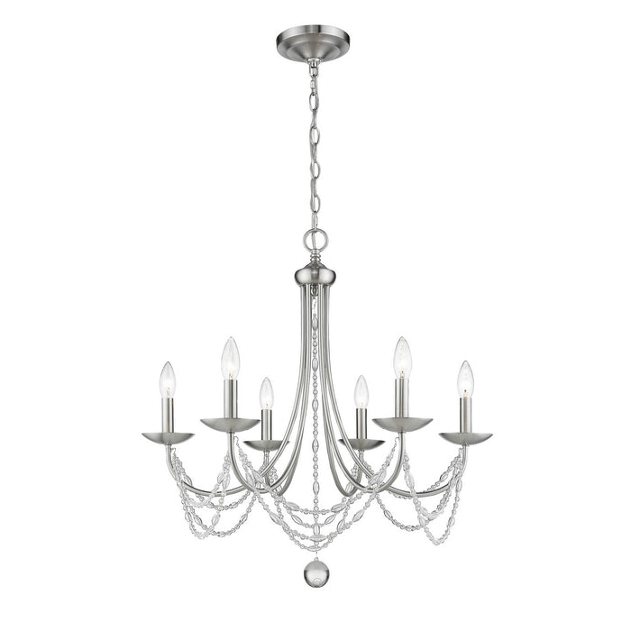 Golden 7644-6 PW Six Light Chandelier, Pewter
