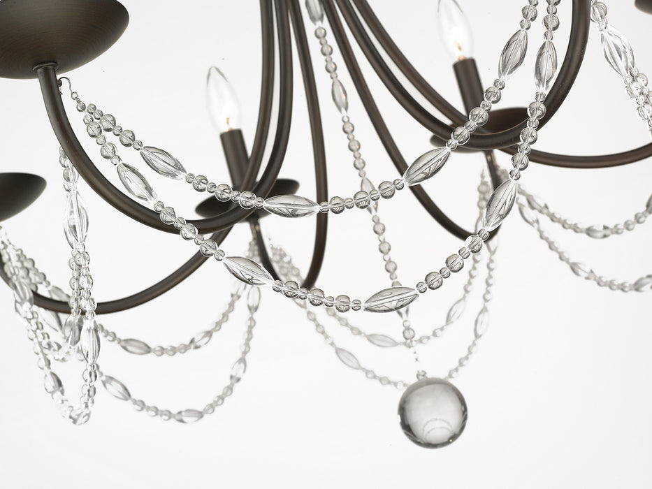 Golden 7644-6 RBZ Six Light Chandelier, Rubbed Bronze