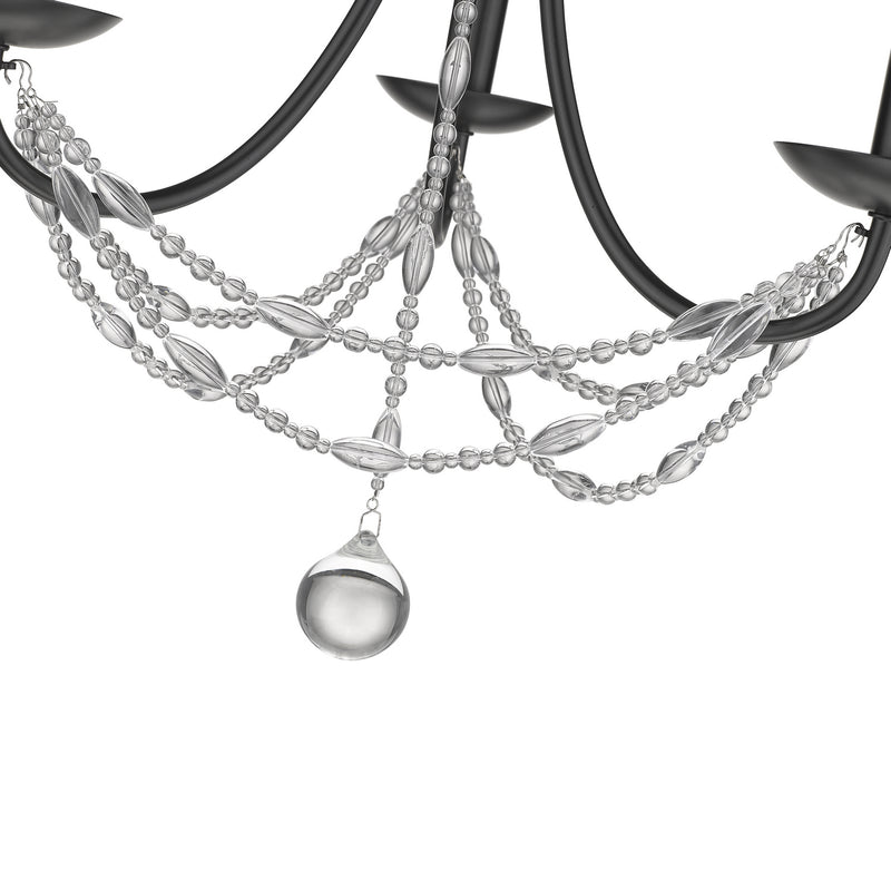 Golden 7644-M3 BLK Three Light Mini Chandelier, Matte Black